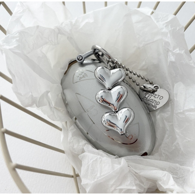 럽메이드 현대 신형 실버 TPU 스마트 차 키케이스 말랑말랑한 메탈 풀커버, 7버튼+키링, 1세트