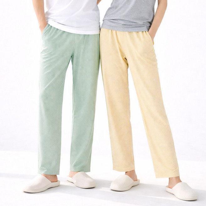 지오벤투 남여공용 체크 9부 여름 잠옷바지 트렁크 밴딩팬츠