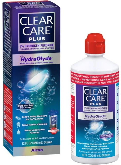 렌즈 케이스가 포함된 클리어 케어 플러스 청소 및 소독 콘택트 용액 12 Fl Oz - 쿠팡