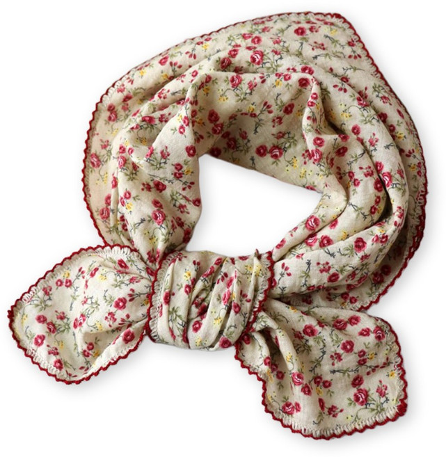 메리앤유 쁘띠로즈 엠보 코튼 정사각 쁘띠 손수건 겸 스카프 국산