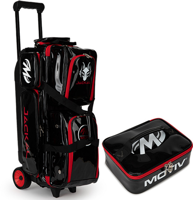 모티브 에나멜 쓰리볼 롤러백 3볼 볼링가방 볼링용품, 블랙/레드_악세사리 파우치-1개, 1개