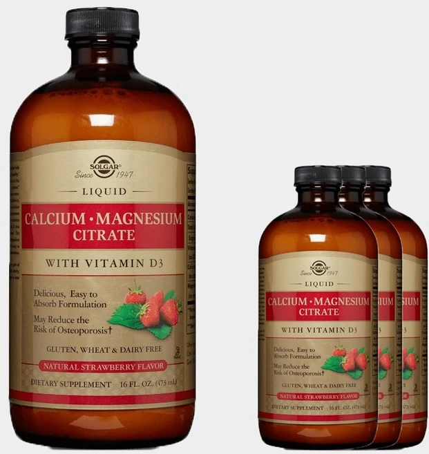 솔가 리퀴드 칼슘 마그네슘 구연산 비타민 D3 포함, 473ml, 4개 - 쿠팡
