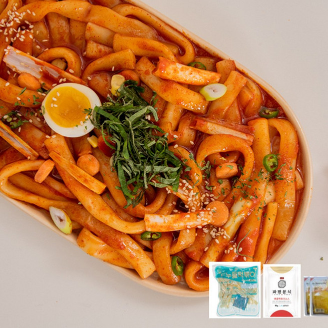 파평분식 순한 매운 로제 납작떡볶이 2인 3세트 택 1 (미니단무지6팩증정) 밀키트 떡소스 혼합, 로제떡볶이2인 3세트, 2개