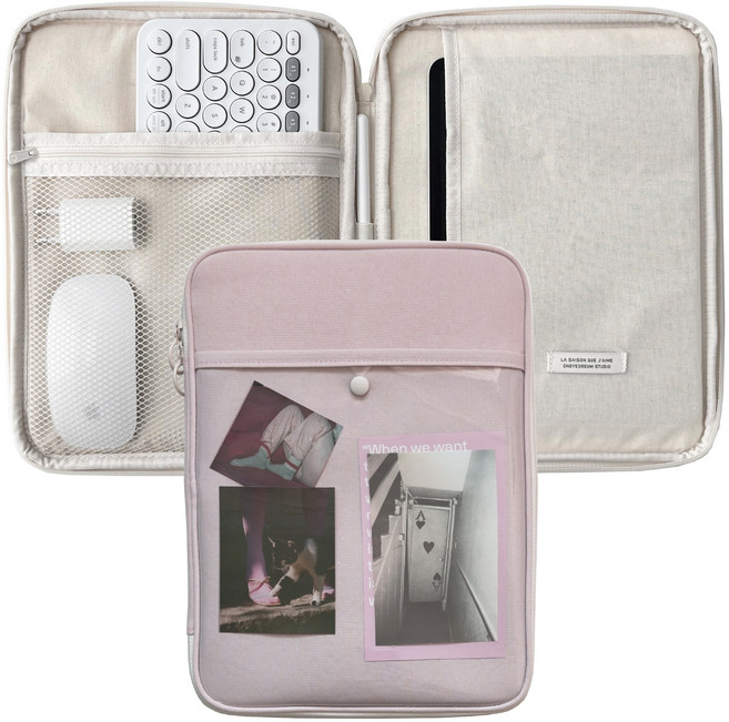 클리어 버튼 아이패드 태블릿 파우치, 인디핑크, 1개