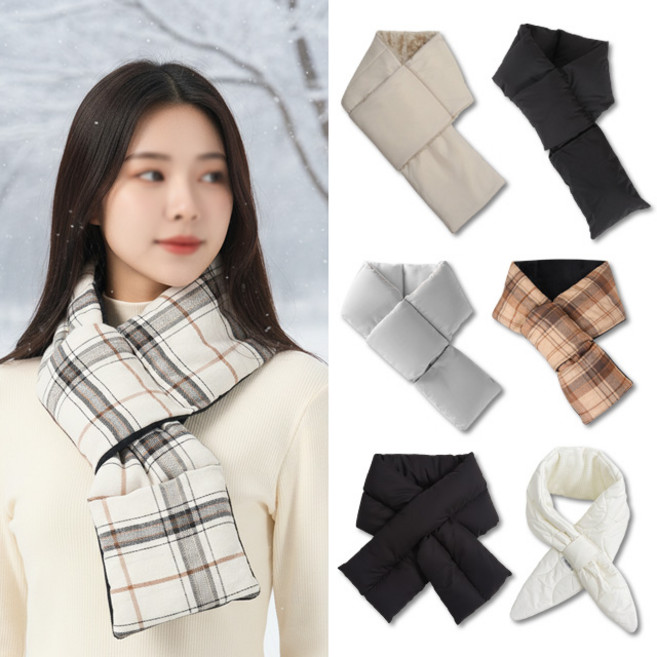 패딩 목도리 머플러 매는법 기모 털 남자 여성 쁘띠 삼각 체크 발열 겨울 목폴라워머 미니