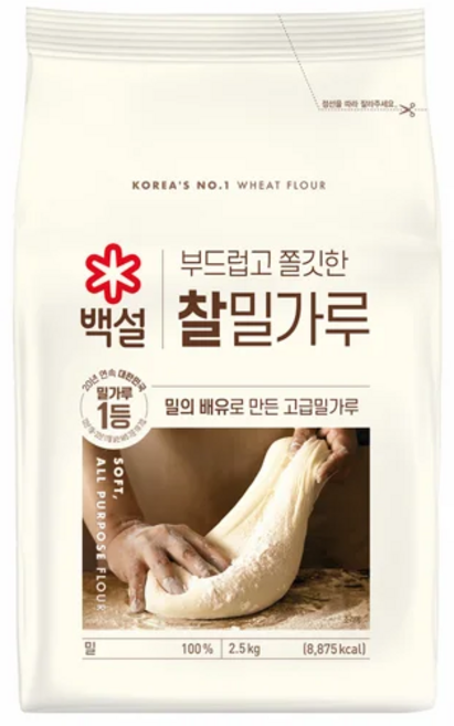 백설 찰밀가루, 2.5kg, 3개