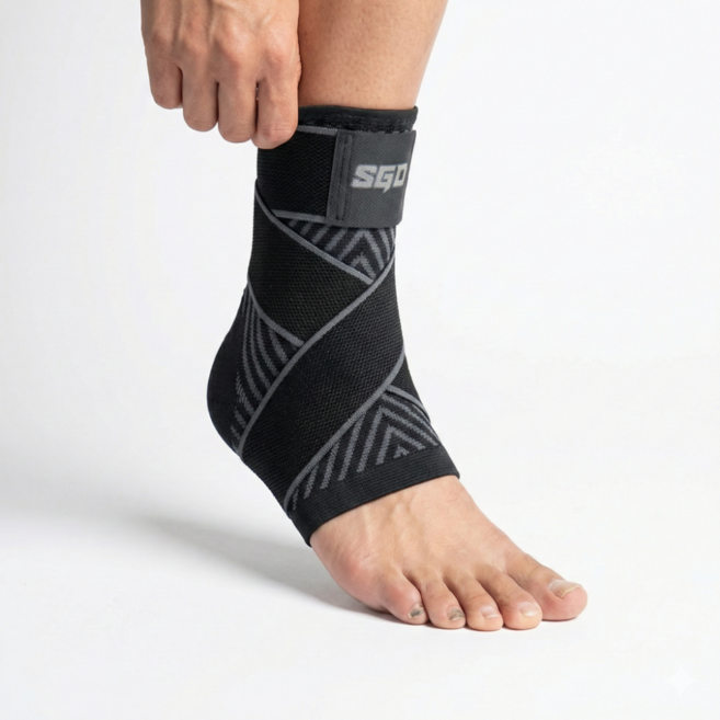 SGD 러닝 얇은 발목보호대, 블랙, 1개