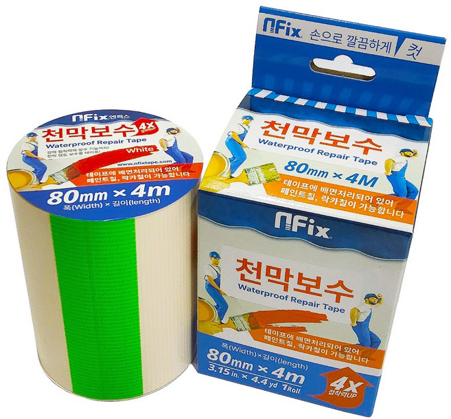 엔픽스 천막보수 테이프 80mmx4M 텐트 갑바 타포린 타프 호로 어닝 보수용, 1개