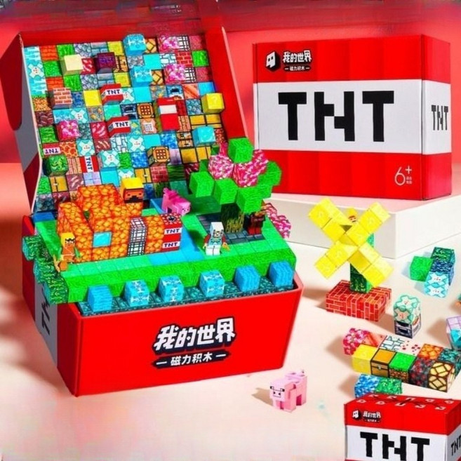 마인크래프트 자석 블록 마이월드 호환 놀이 세트, TNT선물박스(155개입), 1개