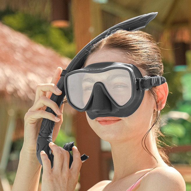 엘르 스노쿨링 마스크 세트 보관용 하드케이스 증정, 블랙