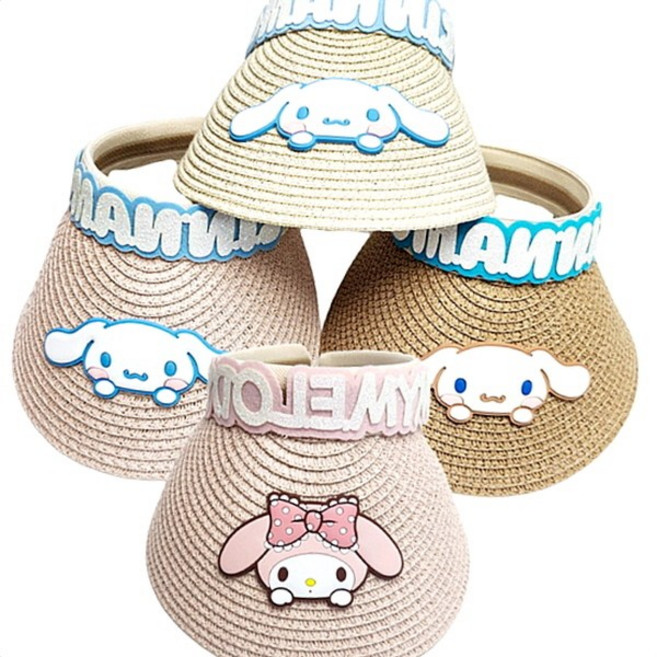 빅 시나모롤 글리터 썬캡 차단 자외선 밀짚 모자 좋은상품