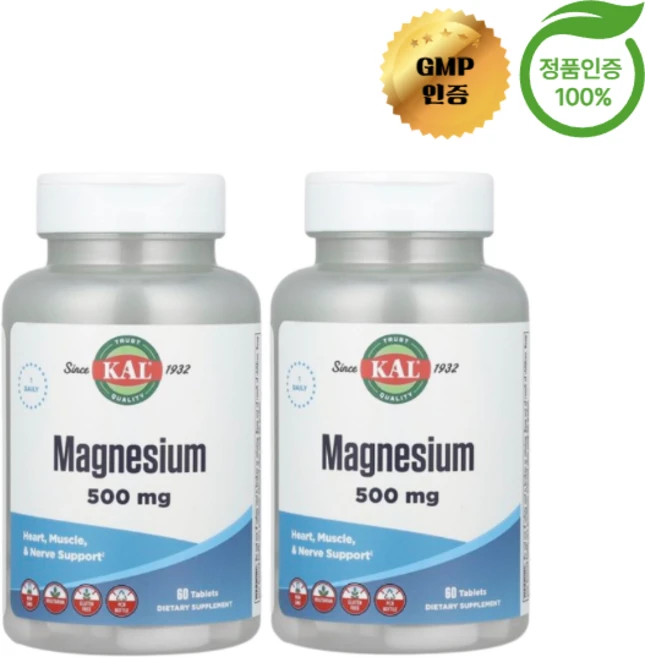 KAL 2개X 마그네슘 500mg 60정, 2개 - 쿠팡