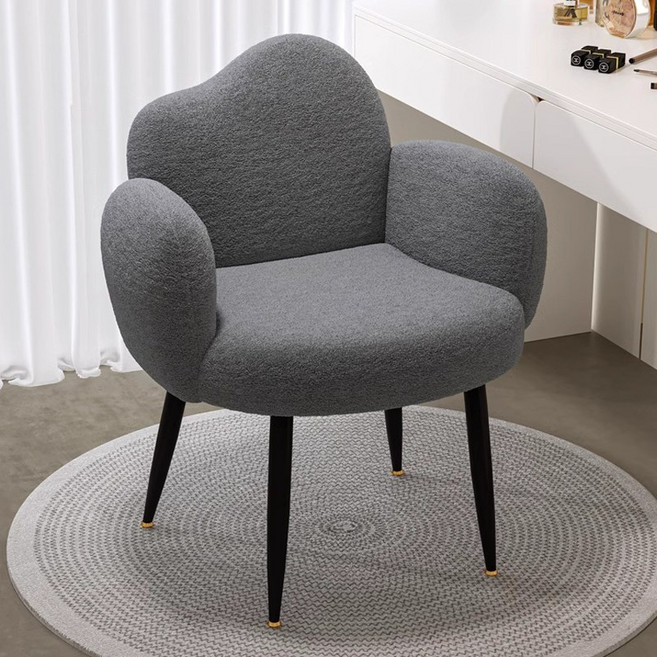 SeekFun 화장대 의자 넓은 좌석 등받이 넉넉한 1인용 편한 모던 심플 디자인, 그레이, 1개