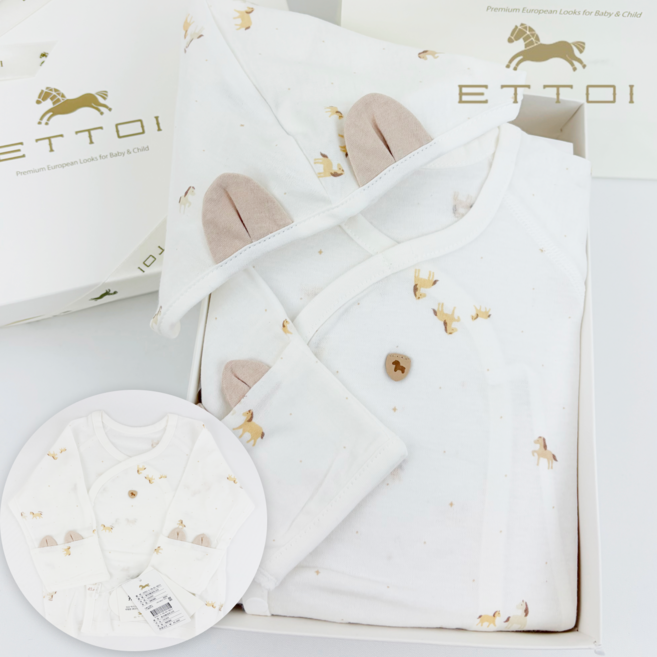 에뜨와 배냇저고리 출산선물 신생아 신생모 2종세트 임신출산 쇼핑백