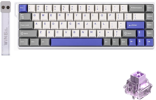 AULA WIN 68HE PRO MAX 마그네틱 축 게이밍 키보드 유선, RGB Wired, WIN68HE MAX gray+white+blue