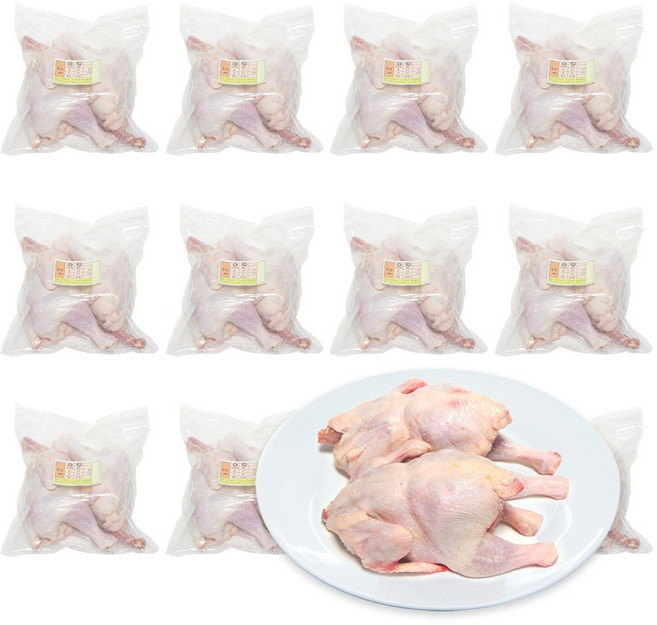 가나안식품 [도매] 삼계탕용 생닭 영계 24마리 대용량 업소용 백숙 통닭구이 개별 진공포장, 12개