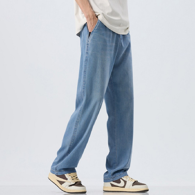 러비블리 남자 아이스 데님팬츠 여름 스판 밴딩 청바지