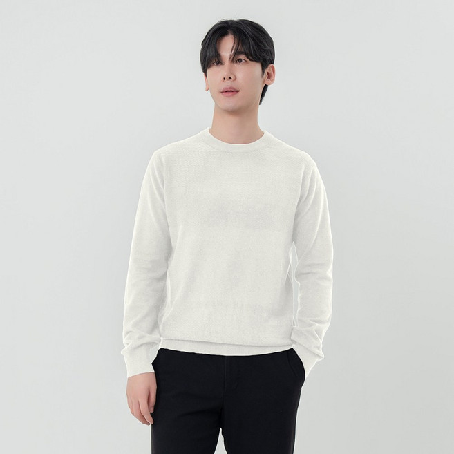 니트코어 남성 보들 부드러운 베이직 라운드넥 니트 니트티