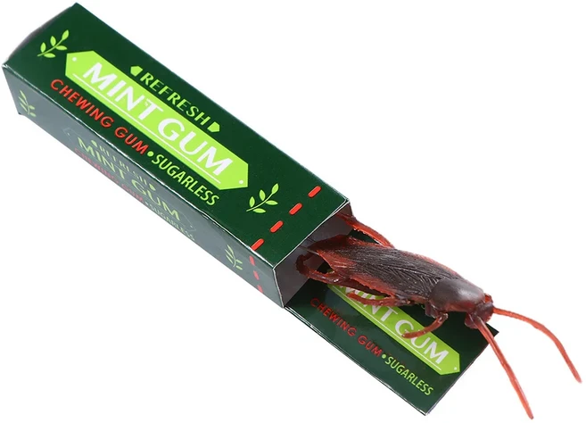 올스토어 장난꾸러기 장난감 만우절 날 시뮬레이션 가짜 씹는 껌 충격적인 바퀴벌레 당김 머리 어린이를 위, 01 Green