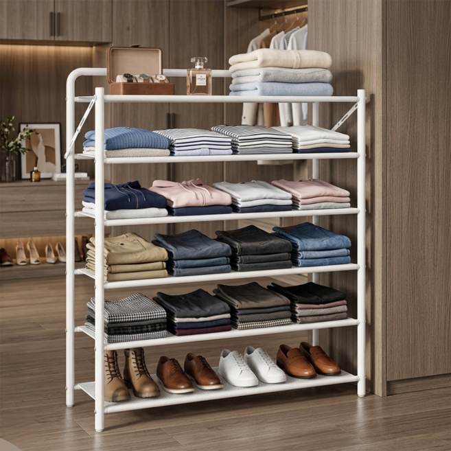 엄군마켓 신발정리대 현관 접이식 심플 멀티, 화이트 5단(70CM), 1개