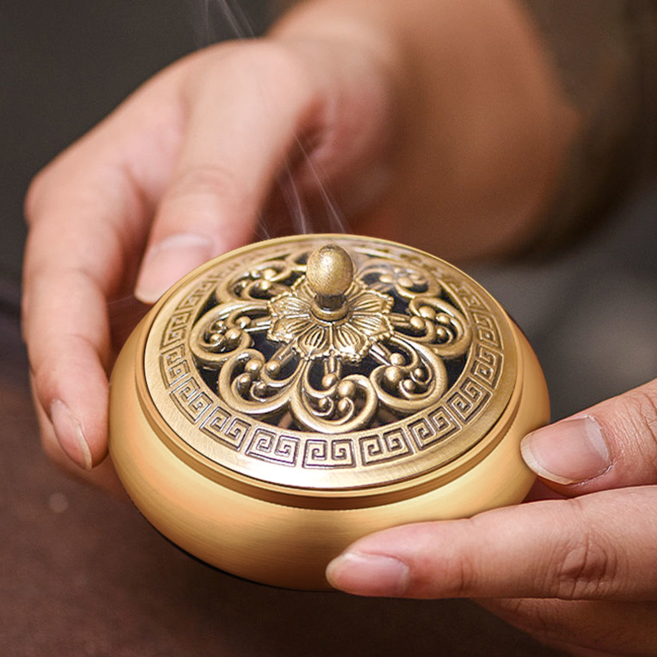 MISI 재물운 용과 봉황 황동 향로, 물결무늬