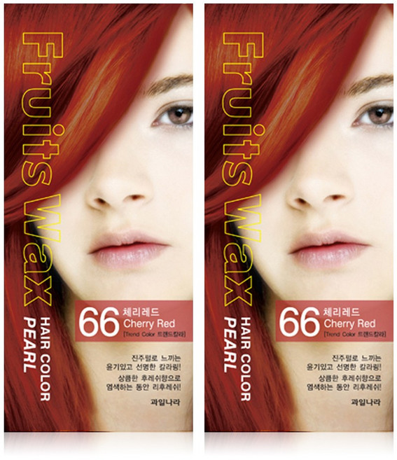 과일나라 후르츠왁스 헤어칼라 진주펄 염색제, 66호 체리레드, 2개