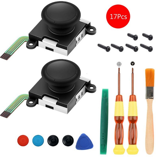 스위치 용 2 팩 아날로그 조이 조이스 조이스틱 교체 왼쪽 오른쪽 스위치 조이 조인 컨트롤러 전체 NS 수리 도구 세트와 호환되는 스위치 조이스틱 교체, 한개옵션1