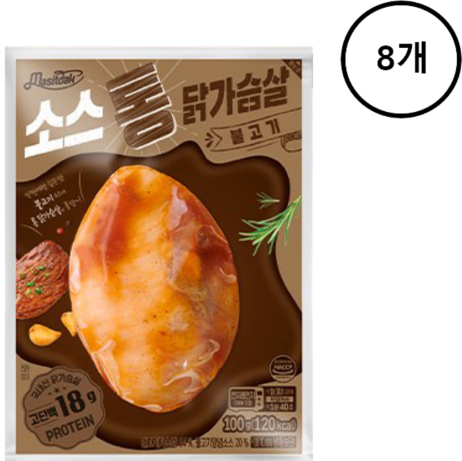 맛있닭 랭킹닭컴 소스 닭가슴살 불고기 x 8개, 100g
