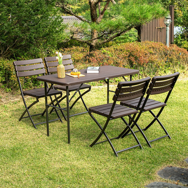 아르망 1200 1단 브로몰딩 테이블 아르망 4개 세트, 브라운