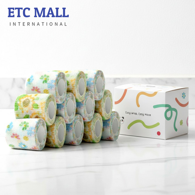이티씨몰 자가점착 밴드 5cm 압박붕대 패턴 플라워 2종 스프링 블로썸 썬 플라워 10+2, 1개