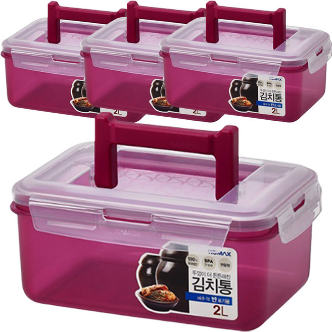 코멕스 김치통 마젠타, 2L, 4개