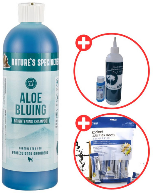 (라디안트 덴탈껌3P+보틀+샘플) 협성로하스 알로에 블루잉 샴푸(화이트닝) 473ml, 3개