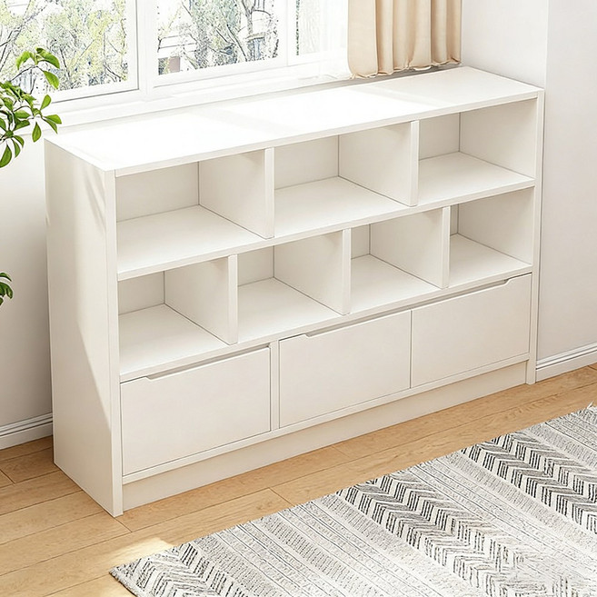 다단 오픈형 수납장 장난감 책 정리 선반 거실 아이방 정리함, 3단, 흰색