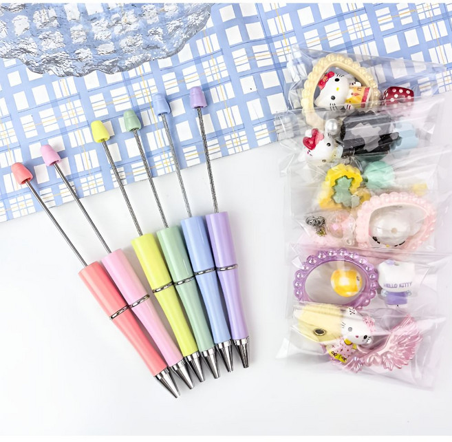 레브리 볼꾸 스타트 세트 볼펜 꾸미기 고양이 파츠 키트 DIY 재료, 1개, 민트 노랑하트