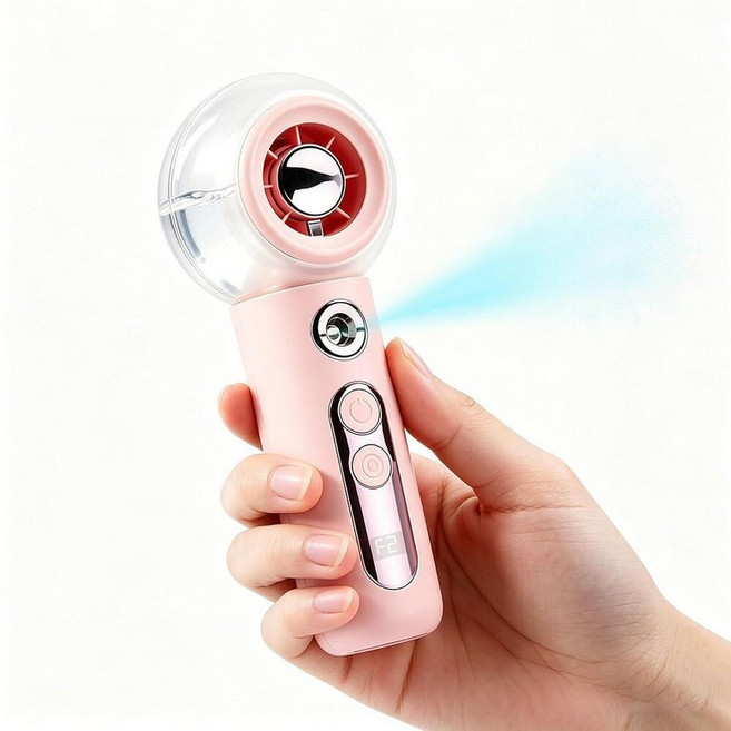 Handheld Portable Fan with Misting High-Speed Brushless Motor Ultra Long Lasting Rechargeable Batt, PINK