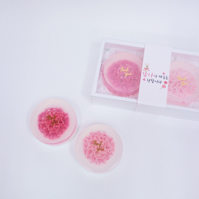 샤이닝데이 카네이션 수제비누 어버이날 스승의날 답례품 선물포장, 1세트, 110g, 2개입