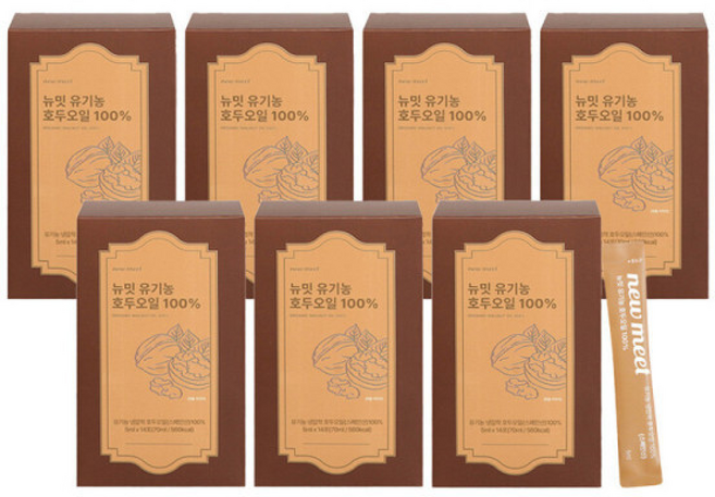 뉴밋 유기농 호두오일 스틱 100% 냉압착 호두기름 오메가3 스페인, 7박스, 7L