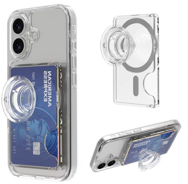 미블룸 맥세이프 카드지갑 그립 톡홀더 스마트톡, 1개, 투명