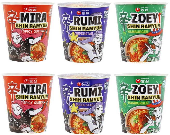 농심 케데헌 한정판 신라면 소컵 세트-[슈퍼스타컵+스파이시퀸컵+햄버거컵], 2개