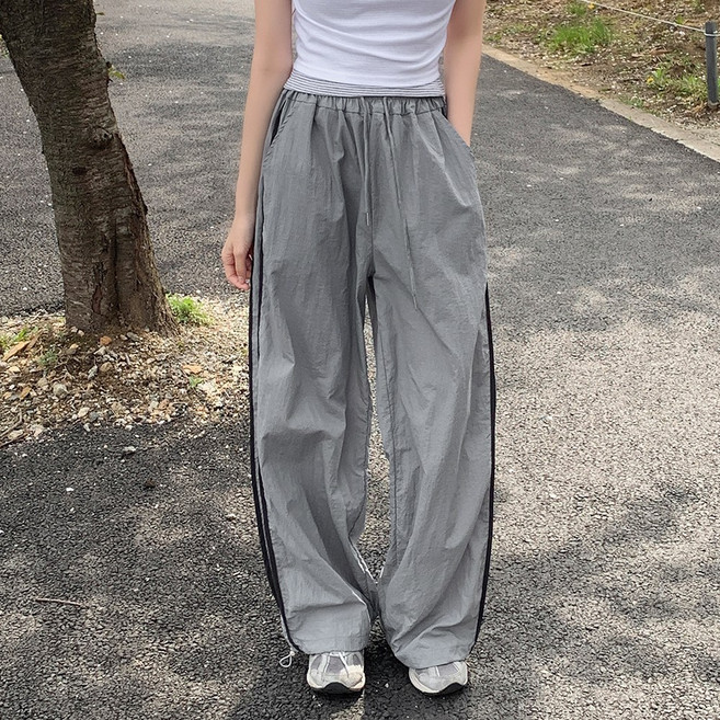 7APRIL 여성용 바스락 트랙 와이드 밴딩 팬츠 투웨이