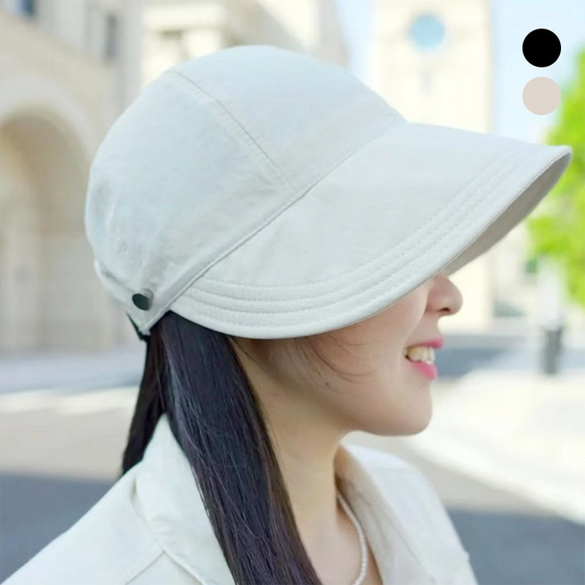 모두일상 여성 자외선차단 모자 넓은챙 접이식 볼캡 여름 포니테일 캡