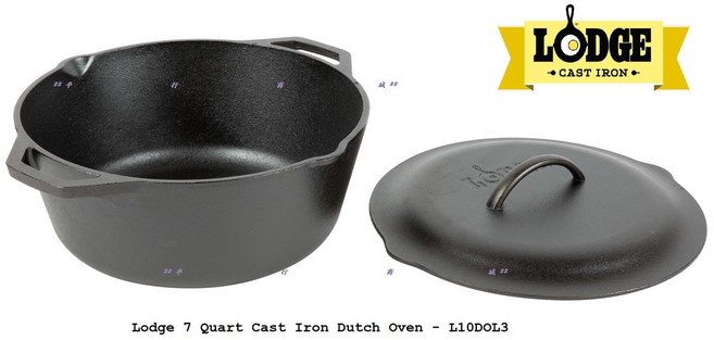 LODGE 12吋集水釘蓋平底荷蘭鑄鐵鍋 7QT(6620CC) 美國原裝, 1個