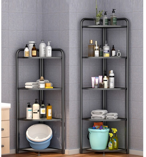 조립이 필요없는 튼튼한 원터치 코너선반 접이식 철재 모서리선반 욕실진열대, 코너선반 5단, 1개