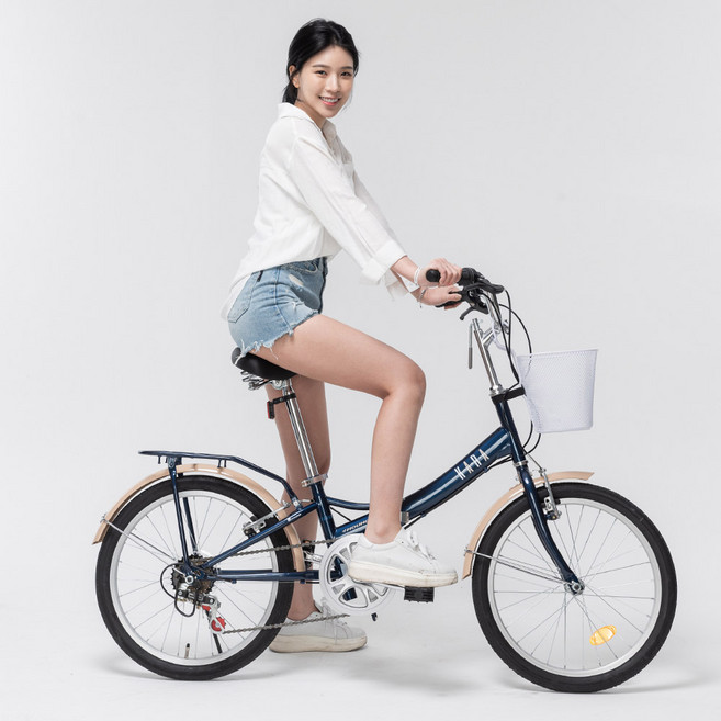 삼천리자전거 KARA 민트 미니벨로 20인치 접이식 접이형 바구니 미니 생활 접이식자전거 2021년형, 다크블루, 140cm, 1개