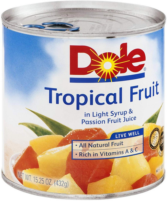 Dole 트로피컬 프루트 통조림 인 라이트 시럽 & 패션 프루트 주스, 432g, 1개