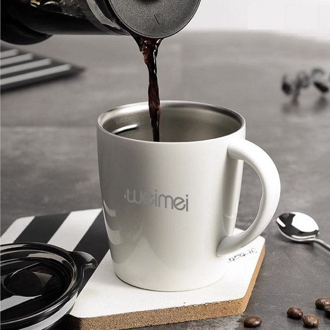 [문구 각인가능] 스텐레스 머그컵 텀블러 특별한 각인 보냉 보온 스텐컵 사무실컵, 스탠머그컵_골드펄, 1개