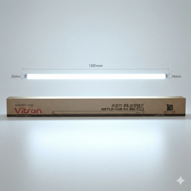 비츠온 형광등 주광색 32W 32EX-D 삼파장 1200mm 865RS 26mm 25개 박스 판매