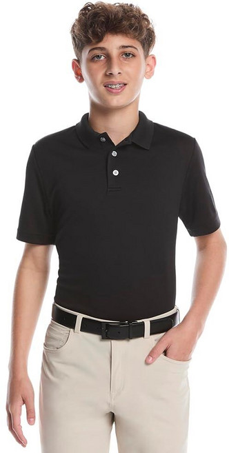 PGA TOUR 남아용 반소매 솔리드 골프 폴로셔츠 페일 바나나 L (1416), Large, Caviar