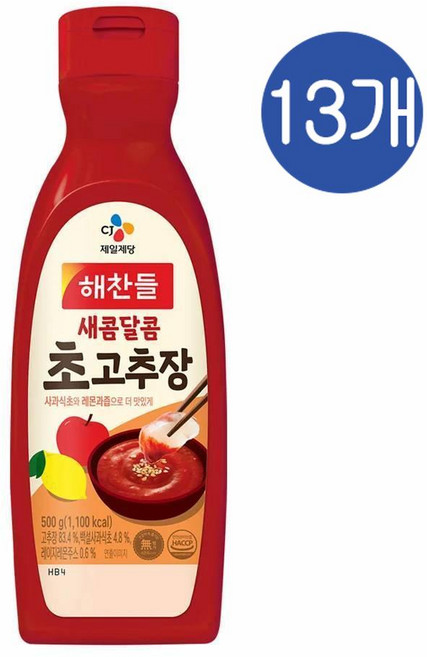 CJ 해찬들 새콤달콤 초고추장 튜브, 500g, 13개
