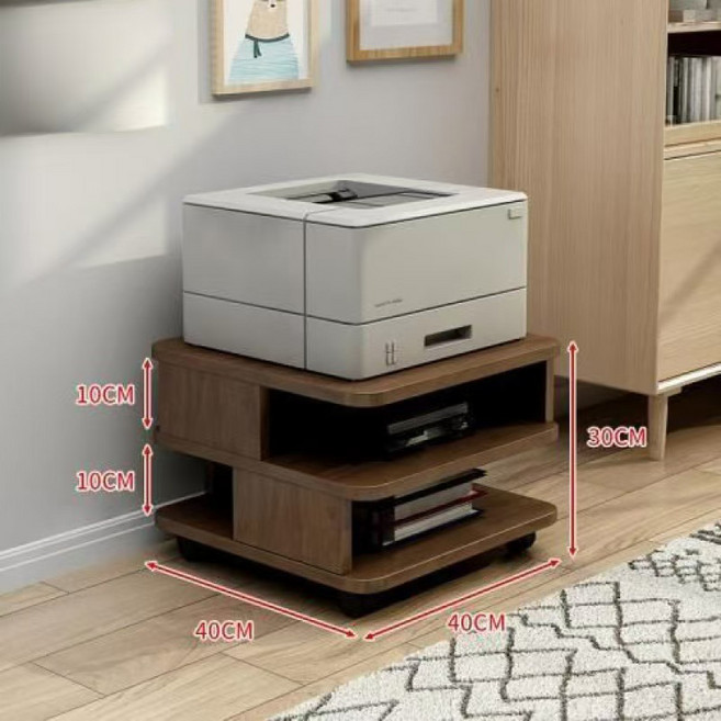 이동식 프린터 선반 복합기 프린트 받침대 다이, 원목색, 2단